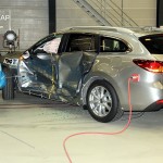 Et defekt dørhængsel trækker ned, men ellers klarer Mazda 6 crashtesten perfekt.