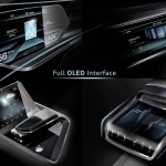 Betjeningen sker ved hjælp af adskillige trykfølsomme skærme i den elektriske Audi-SUV.