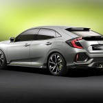 Stort set sådan her ventes 10. generation Honda Civic at se ud. De store fælge, bremsekalibrene og de dobbelte centralt placerede afgangsrør hører formentlig den særligt sporty Type R variant.